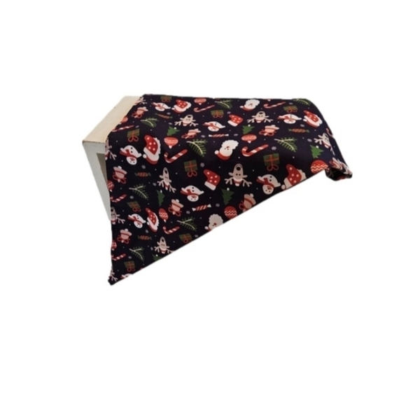 Upcycled Christmas Dog Bandana Tie up in the front blue background pets - Picture 2 of 14